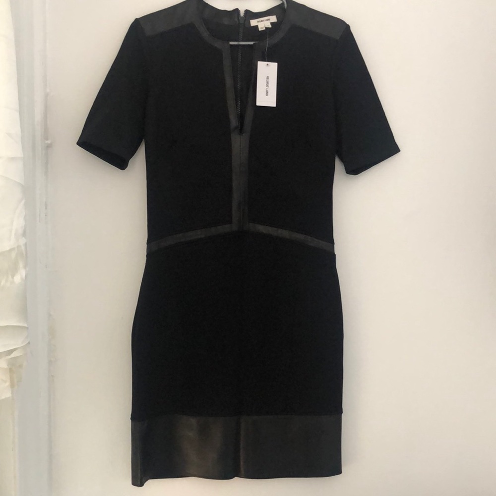 Helmet Lang | Ponte and Leather Dress